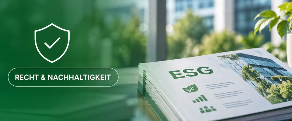 ESG-Bericht und Fachbücher zu Nachhaltigkeit und Compliance