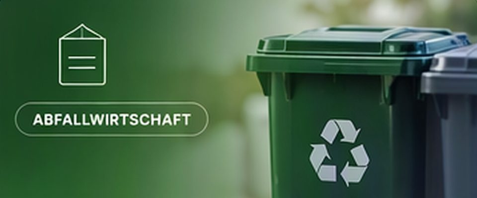 Grüne Mülltonne mit Recycling-Symbol